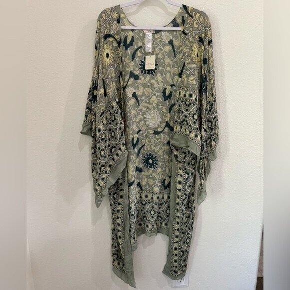 New Free People Boho Kimono Cardigan Wrap Western Feminine Shabby Chic - Picture 3 of 10